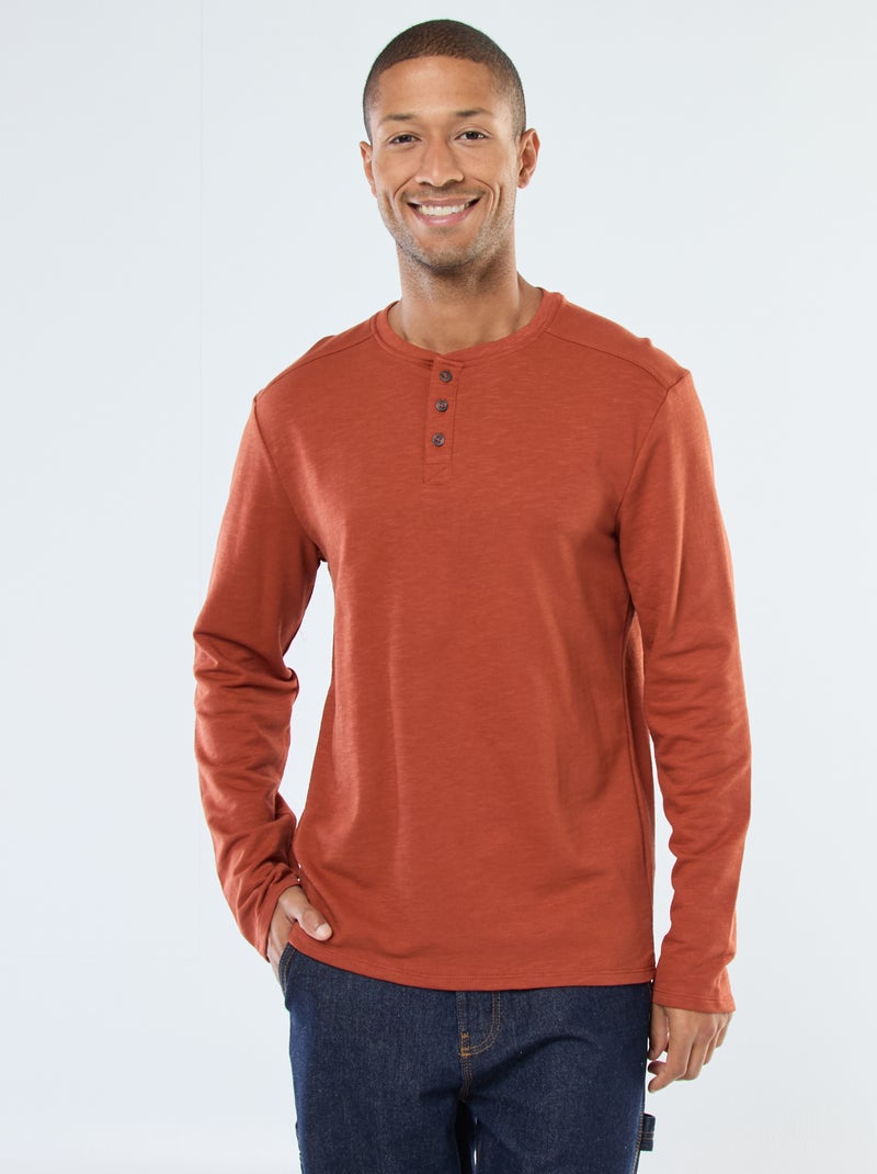 T-shirt met tuniekhals en lange mouw Bruin - Kiabi