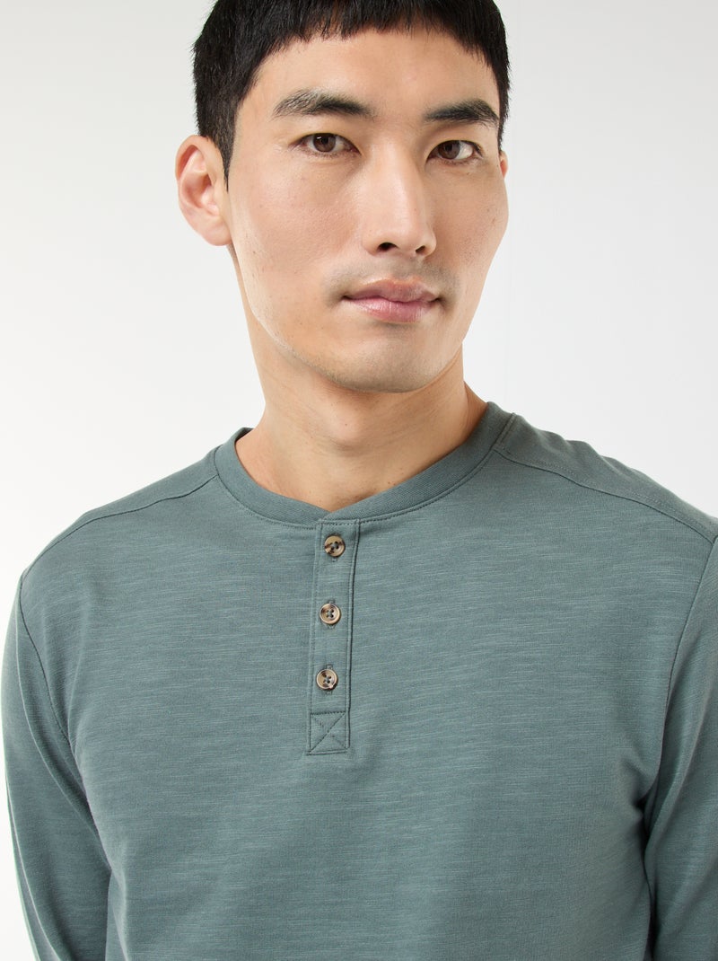 T-shirt met tuniekhals en lange mouw Groen - Kiabi