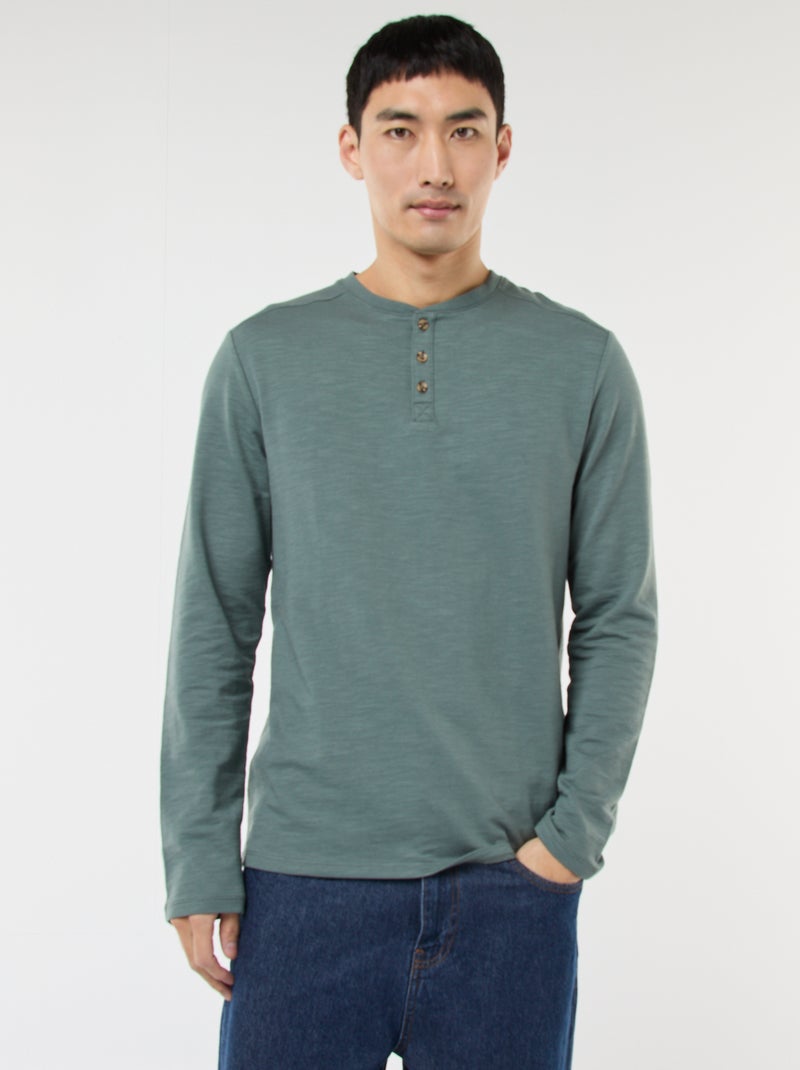 T-shirt met tuniekhals en lange mouw Groen - Kiabi