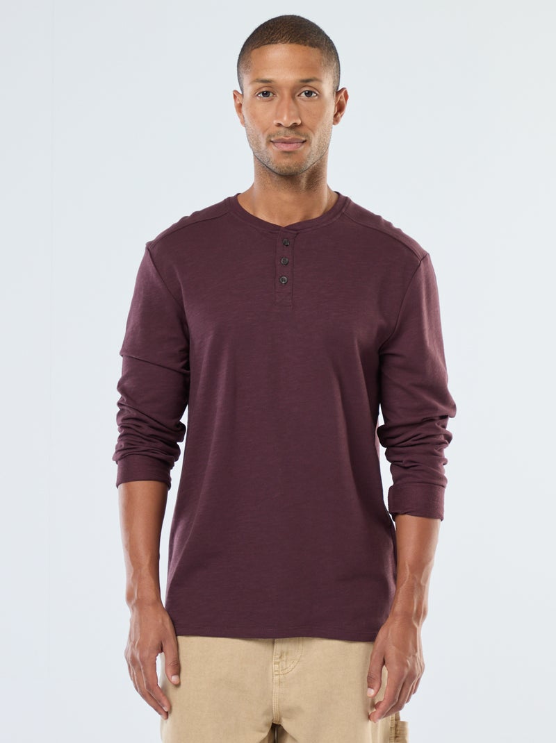 T-shirt met tuniekhals en lange mouw Paars - Kiabi