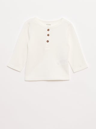 T-shirt met tuniekhals en wafeltextuur