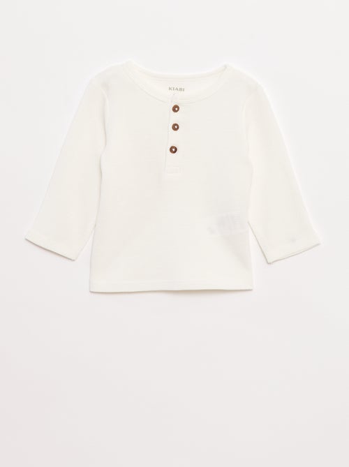 T-shirt met tuniekhals en wafeltextuur - Kiabi