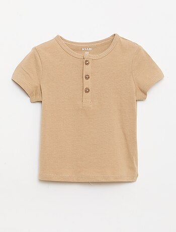 T-shirt met tuniekkraag en knoopjes