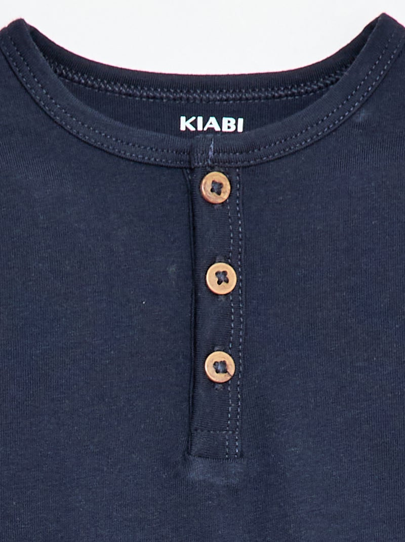 T-shirt met tuniekkraag en knoopjes Blauw - Kiabi