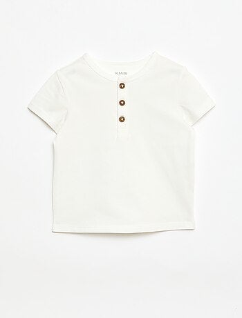 T-shirt met tuniekkraag en knoopjes