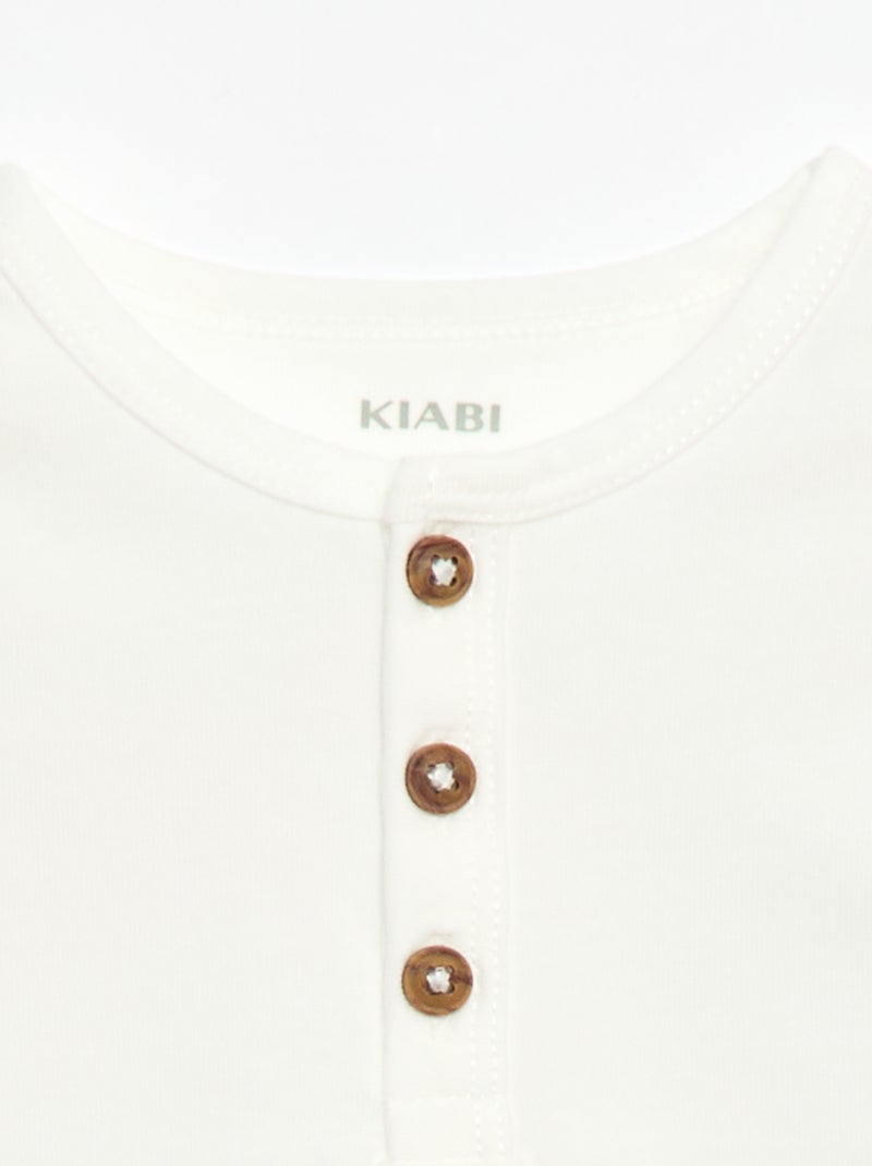 T-shirt met tuniekkraag en knoopjes Wit - Kiabi
