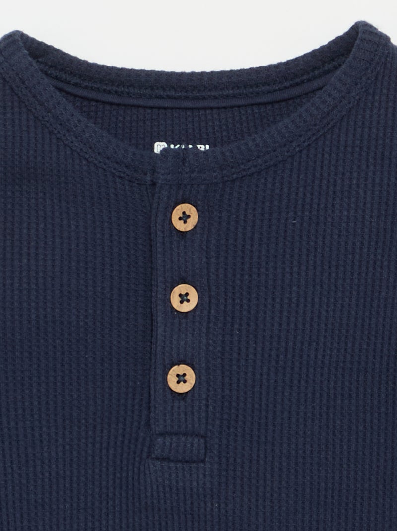 T-shirt met Tunisische kraag Blauw - Kiabi