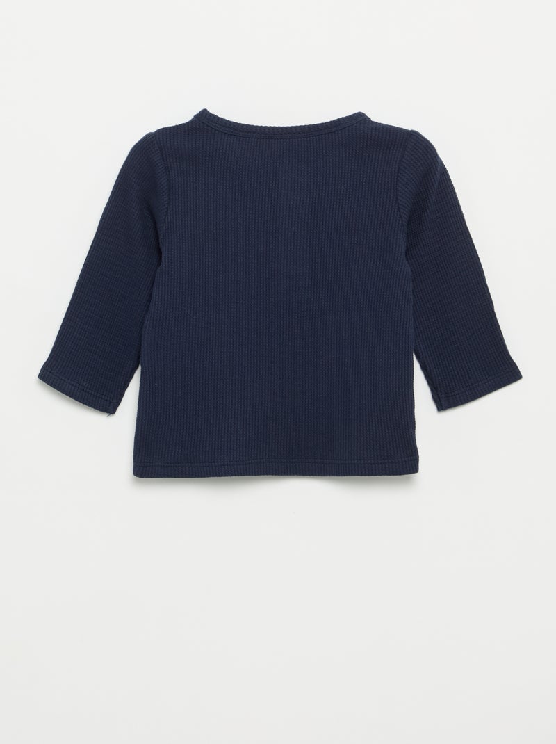 T-shirt met Tunisische kraag Blauw - Kiabi