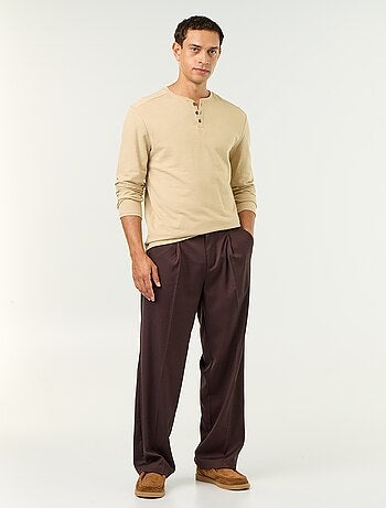 T-shirt met tunisische kraag en lange mouwen