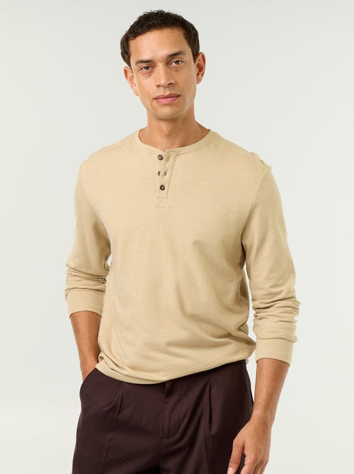 T-shirt met tunisische kraag en lange mouwen - Kiabi T-shirt met tunisische kraag en lange mouwen - Kiabi