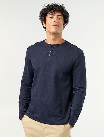 T-shirt met tunisische kraag en lange mouwen