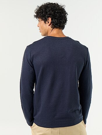 T-shirt met tunisische kraag en lange mouwen