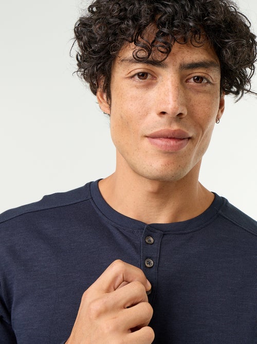T-shirt met tunisische kraag en lange mouwen - Kiabi