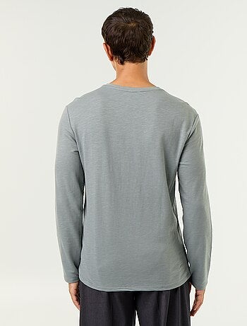 T-shirt met tunisische kraag en lange mouwen