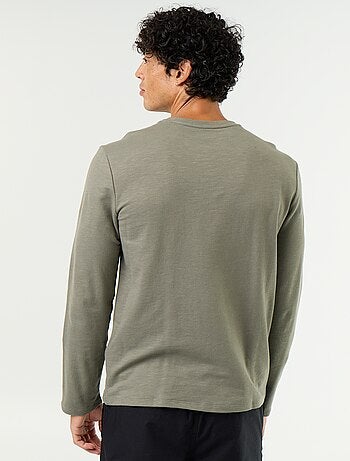 T-shirt met tunisische kraag en lange mouwen