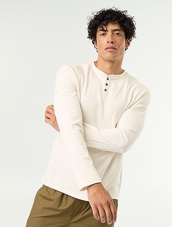T-shirt met tunisische kraag en lange mouwen