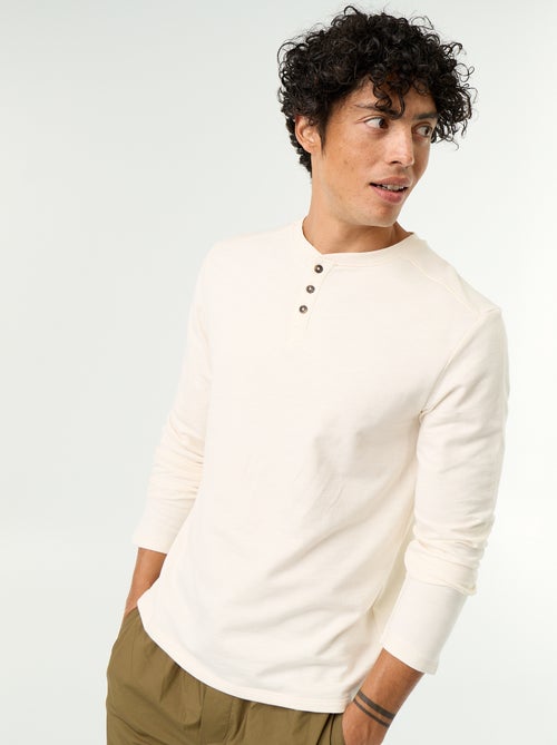 T-shirt met tunisische kraag en lange mouwen - Kiabi