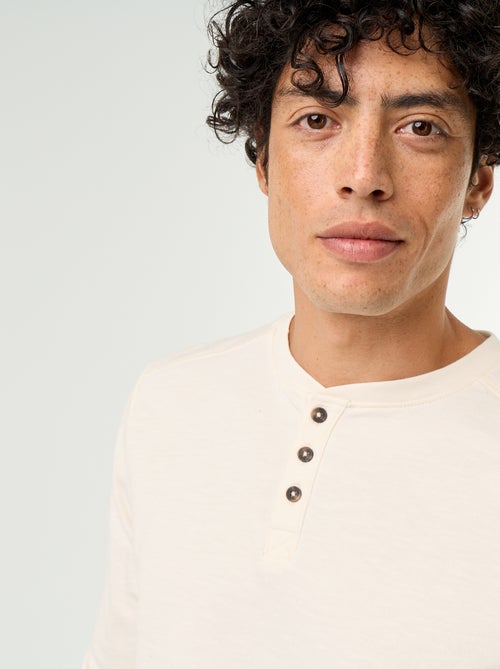 T-shirt met tunisische kraag en lange mouwen - Kiabi