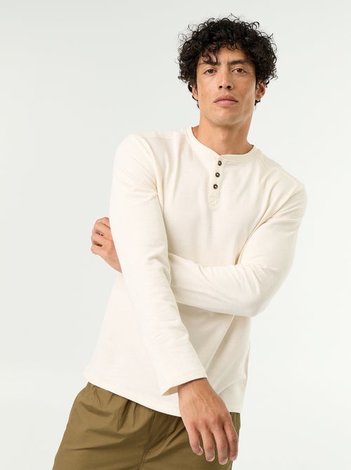 T-shirt met tunisische kraag en lange mouwen - Kiabi