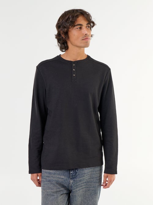 T-shirt met tunisische kraag en lange mouwen - Kiabi T-shirt met tunisische kraag en lange mouwen - Kiabi