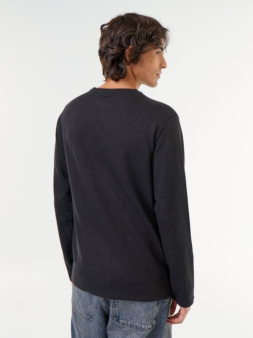 T-shirt met tunisische kraag en lange mouwen - Kiabi T-shirt met tunisische kraag en lange mouwen - Kiabi