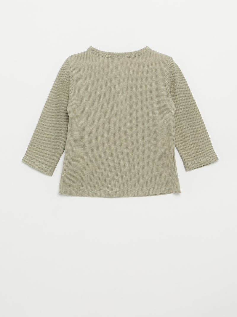 T-shirt met Tunisische kraag Groen - Kiabi