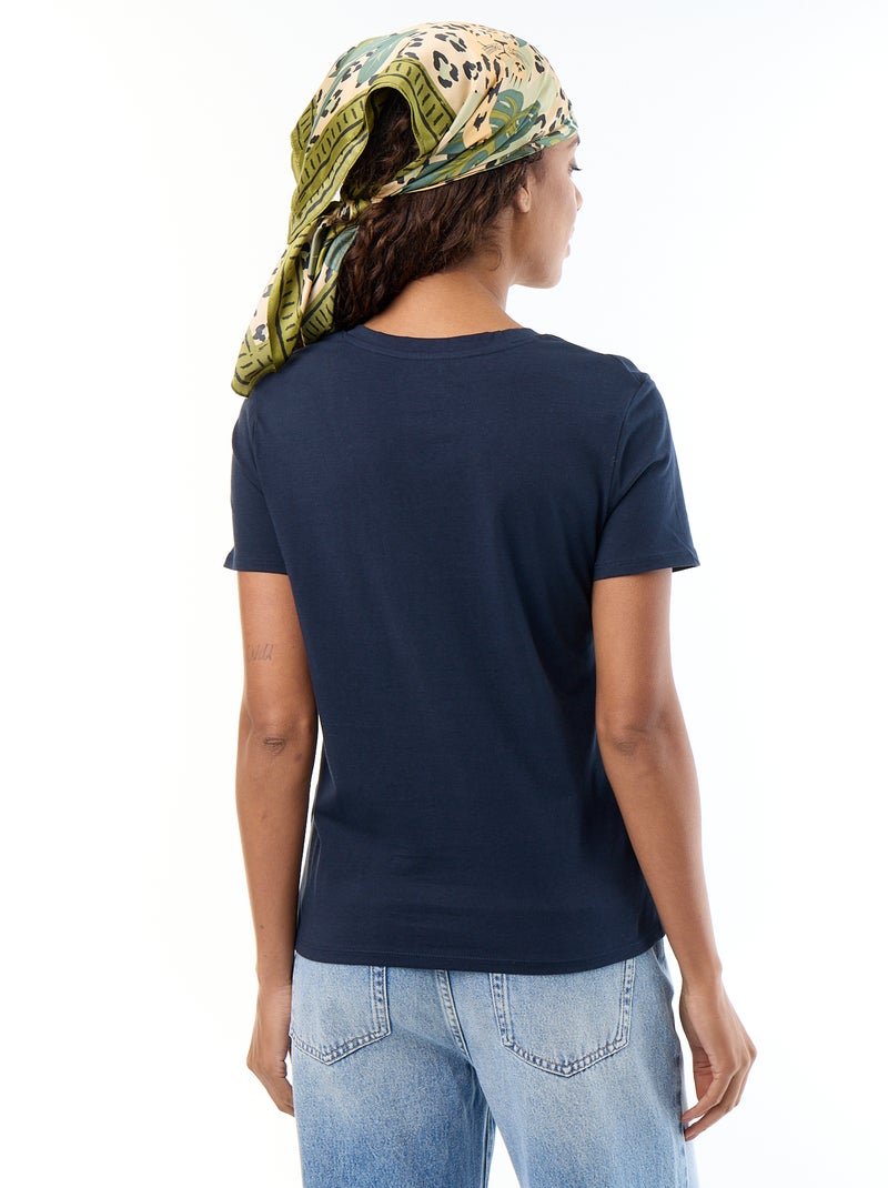 T-shirt met V-hals Blauw - Kiabi