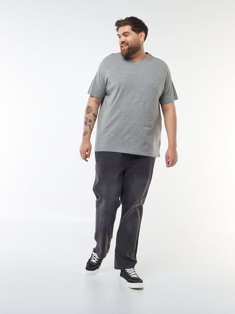T-shirt met V-hals Grijs - Kiabi