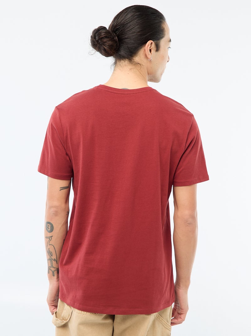 T-shirt met V-hals Rood - Kiabi