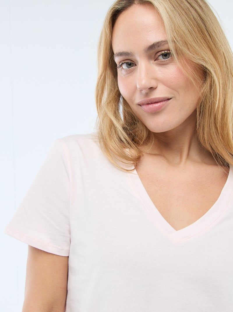 T-shirt met V-hals Rose - Kiabi