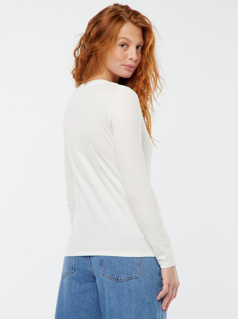 T-shirt met V-hals sneeuw wit - Kiabi