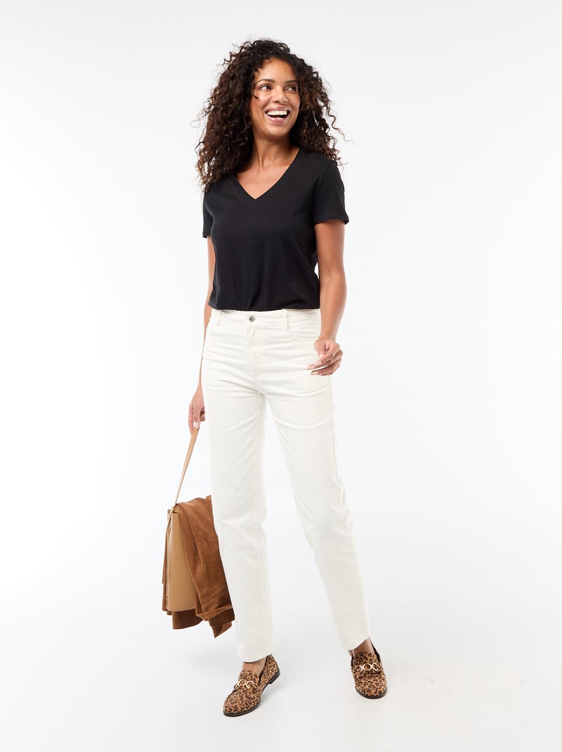 T-shirt met V-hals Zwart - Kiabi