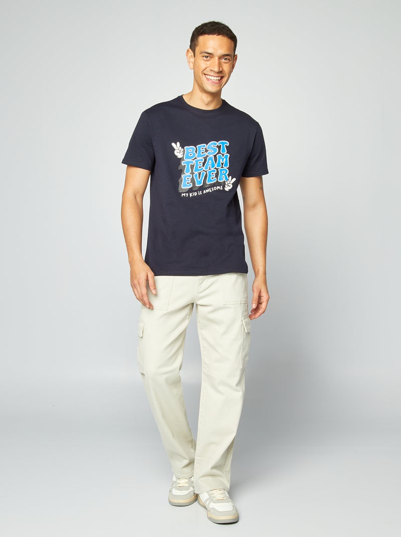 T-shirt met vaderdagprint BLAUW - Kiabi