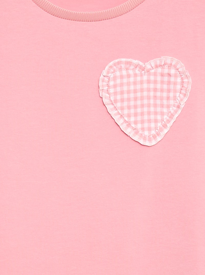 T-shirt met vichy patch Rose - Kiabi