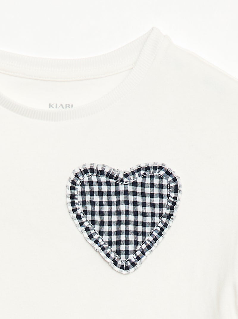 T-shirt met vichy patch Wit - Kiabi