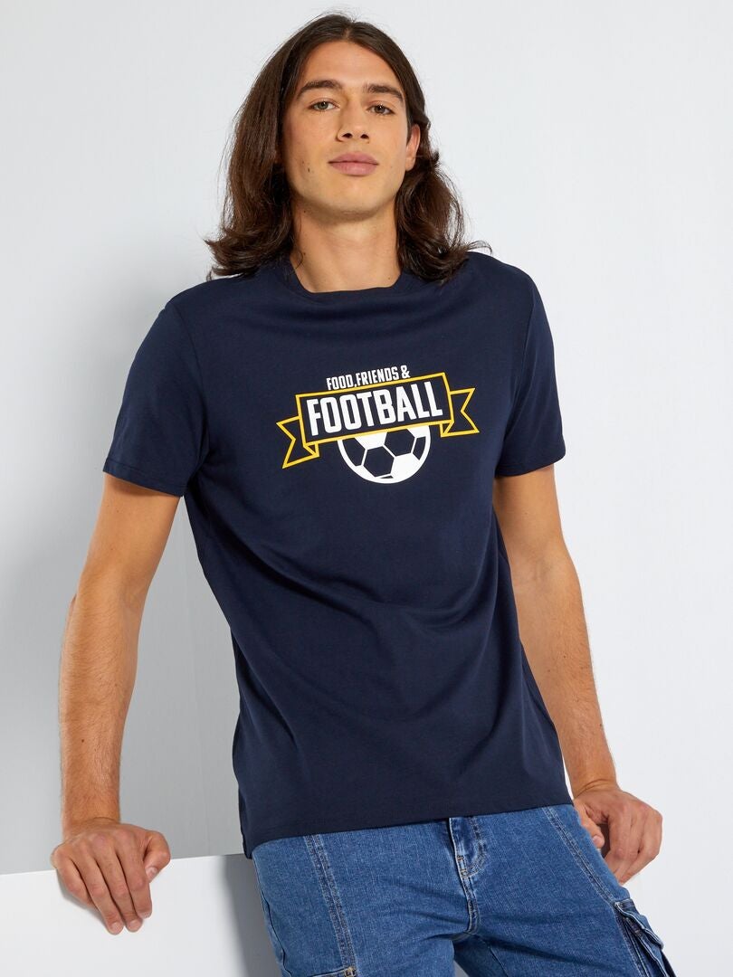 T-shirt met voetbalprint BLAUW - Kiabi
