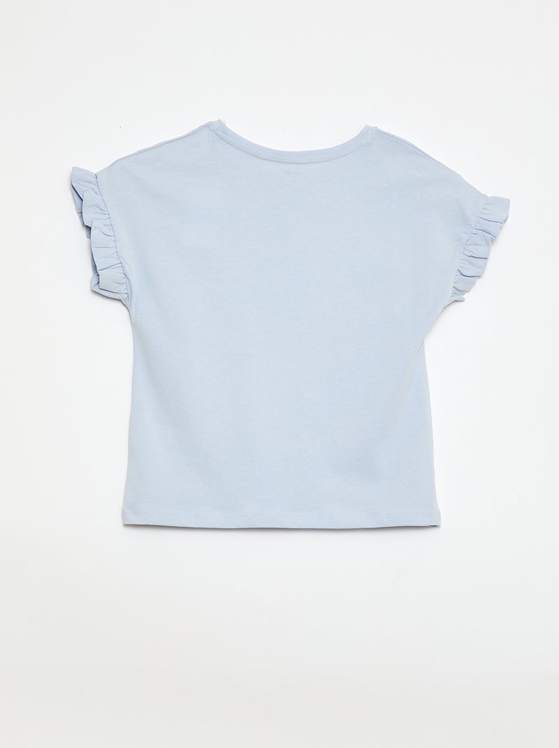 T-shirt met volanmouwen Blauw - Kiabi
