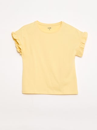 T-shirt met volanmouwen