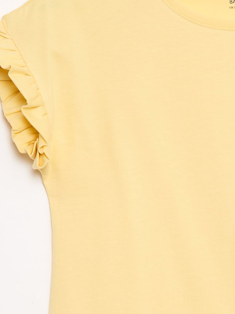 T-shirt met volanmouwen Geel - Kiabi