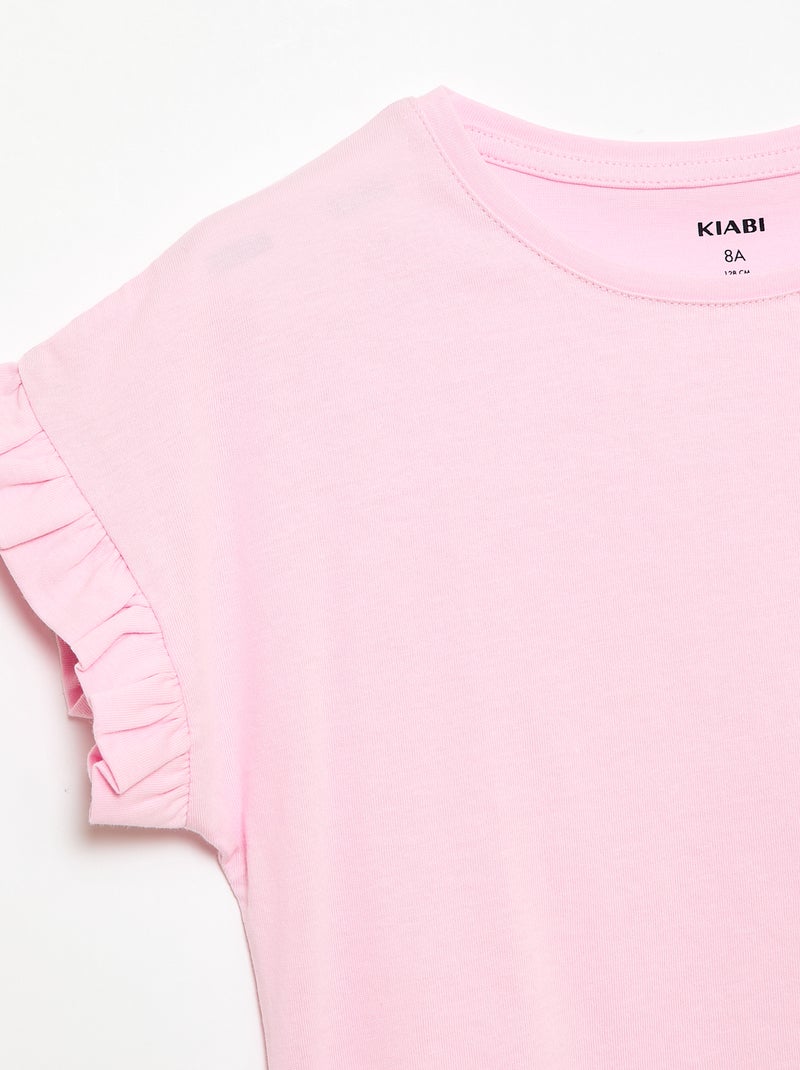 T-shirt met volanmouwen Rose - Kiabi