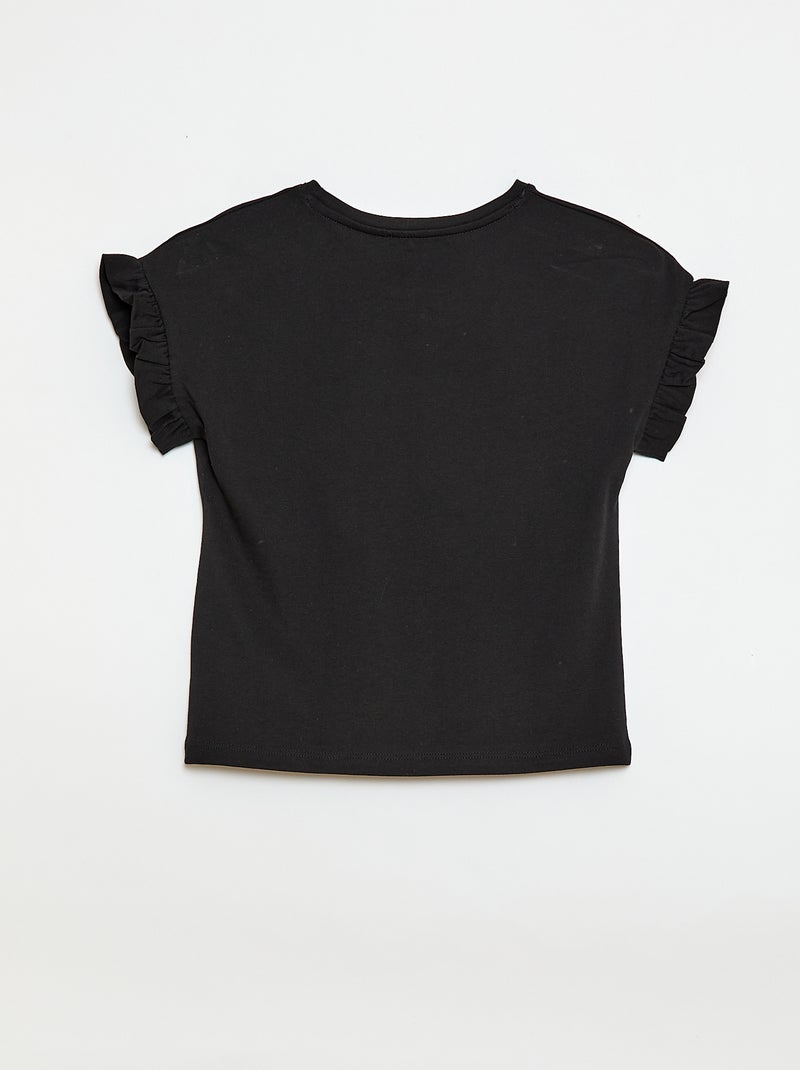 T-shirt met volanmouwen Zwart - Kiabi