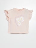 T-shirt met volants aan de mouwen WIT - Kiabi