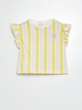 T-shirt met volants aan de mouwen WIT - Kiabi