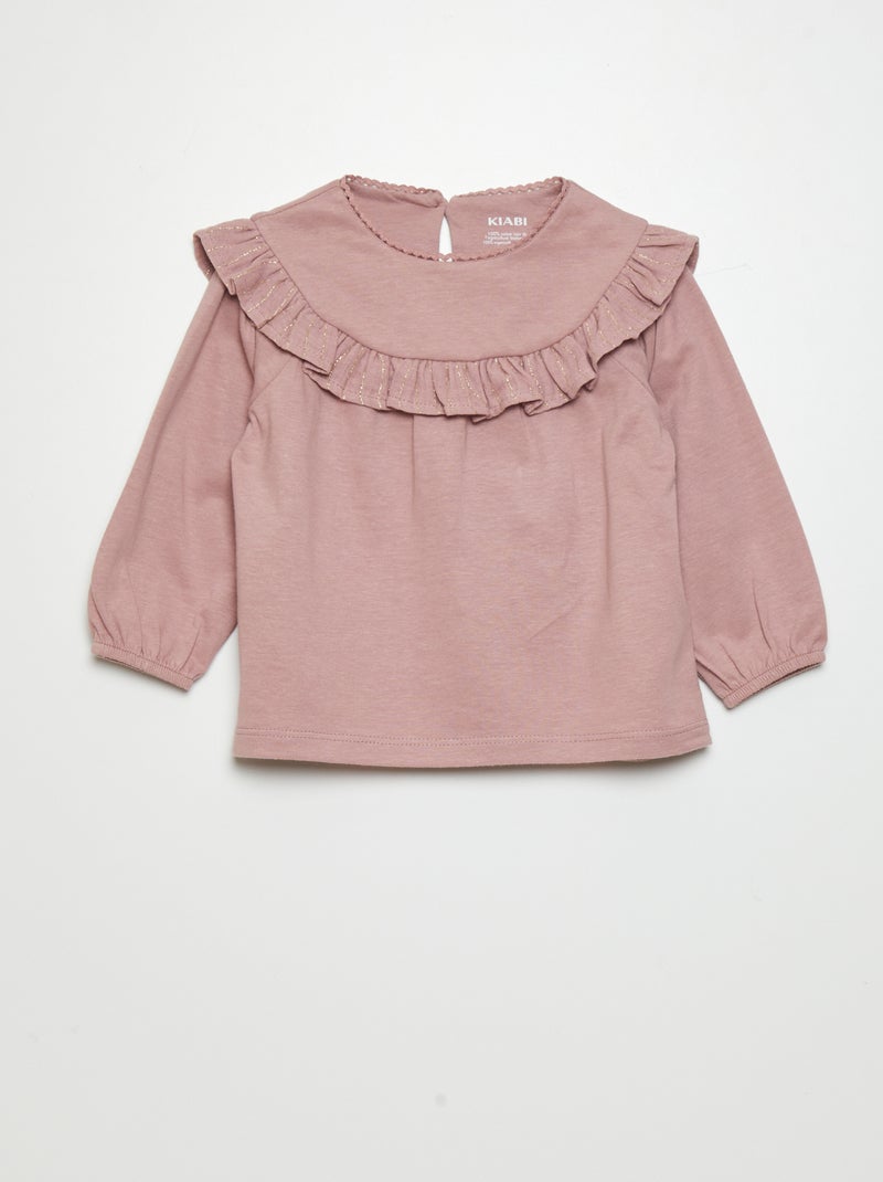 T-shirt met volants en lange mouw ROSE - Kiabi