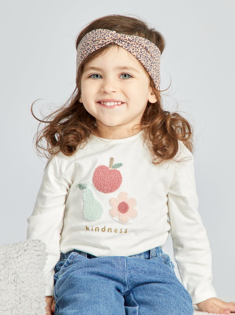 T-shirt met vruchtenapplicatie van bouclé WIT - Kiabi