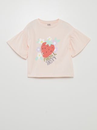 T-shirt met vruchtenprint en korte mouw