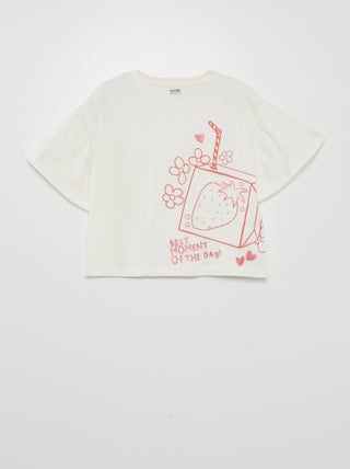 T-shirt met vruchtenprint en korte mouw