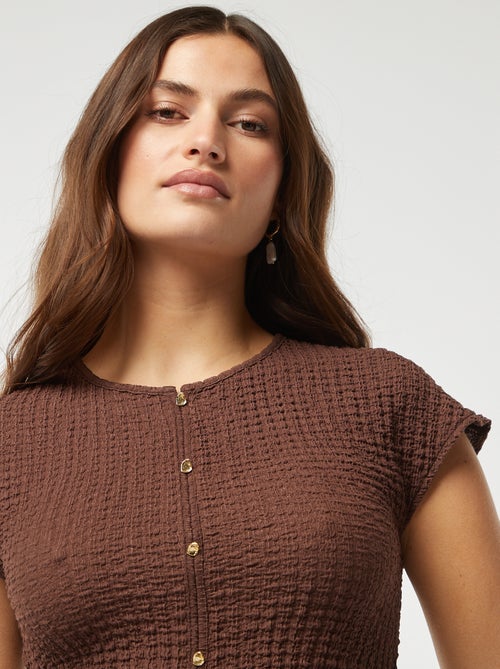 T-shirt met wafeltextuur - Kiabi