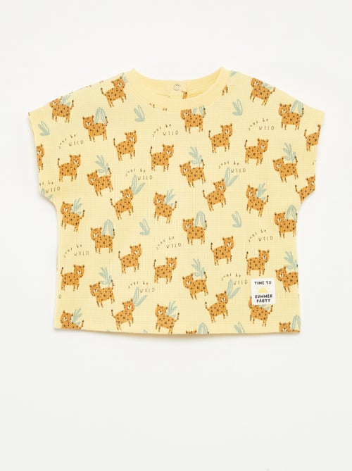 T-shirt met wafeltextuur en print - Kiabi