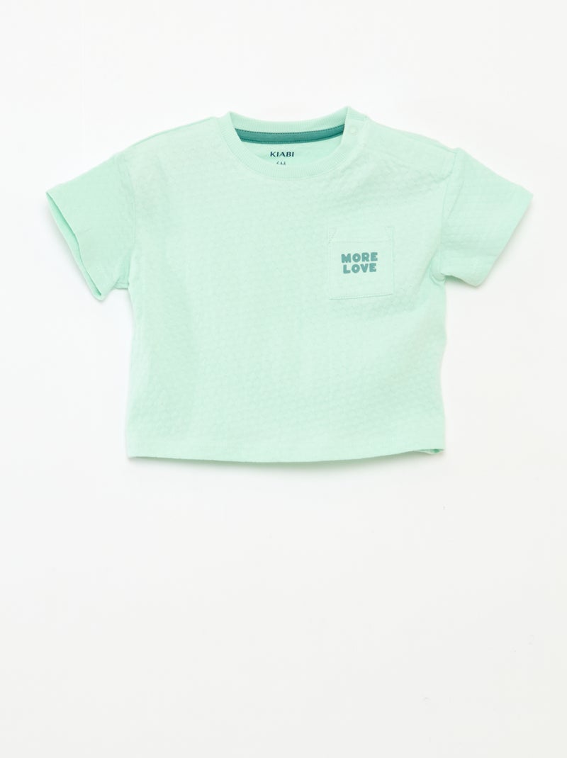 T-shirt met wafeltextuur Groen - Kiabi